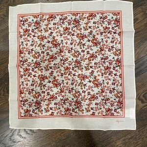 New Sezane Burgundy Floral Scarf 100% Cotton Le Foulard Pour La Vie Square